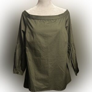NWT NY & Co. SZ M olive green off the shoulder tunic top/bust 40”/PTP 20”